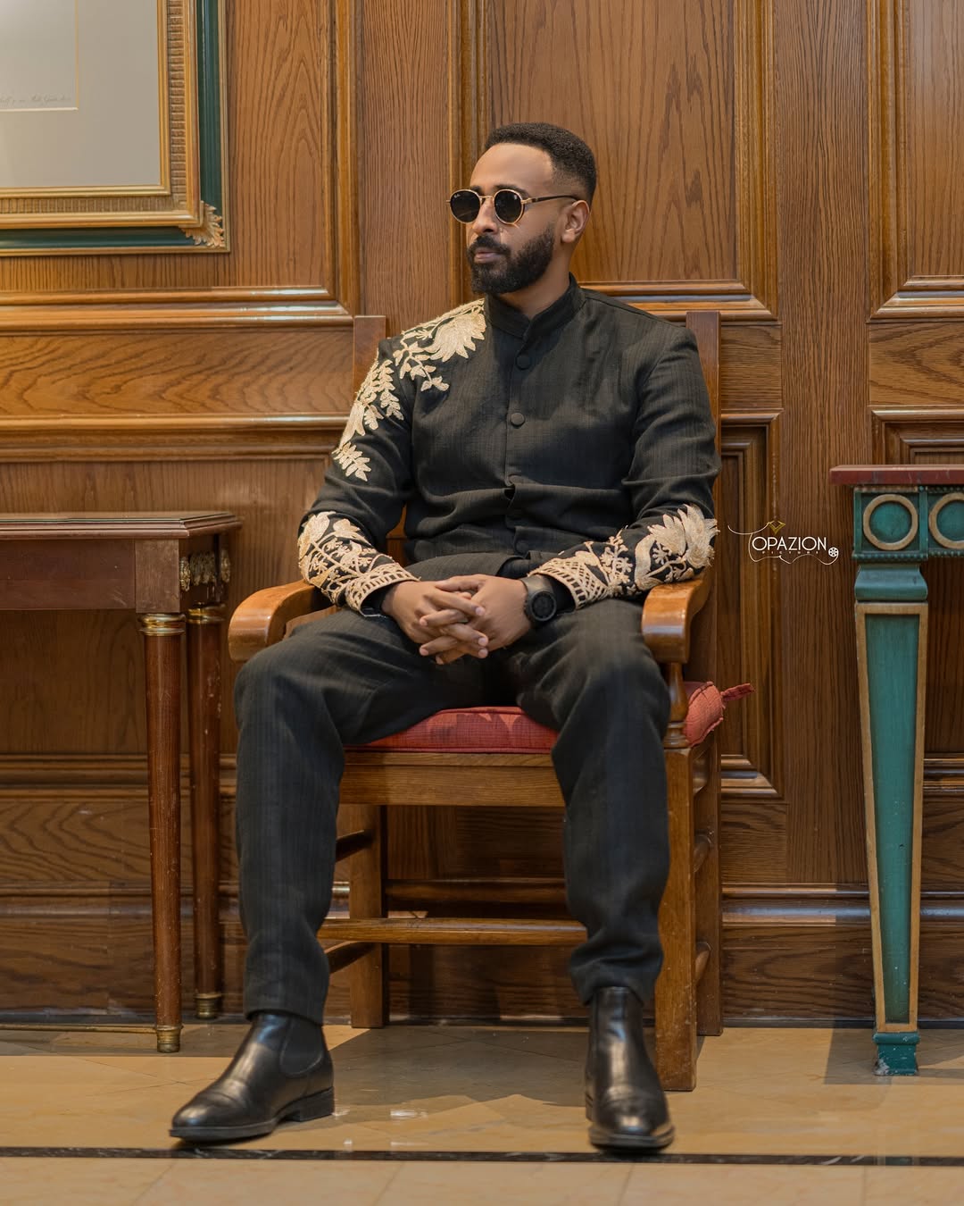 Black & Gold Habesha Men’s Shirt | Modern Ethiopian Traditional Wear