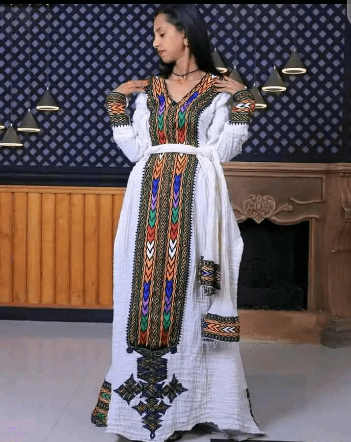 Ethiopian Cultural Dress Fetil Axum Habesha Dress - የአክሱም ፈትል ቀሚስ - EthGebya