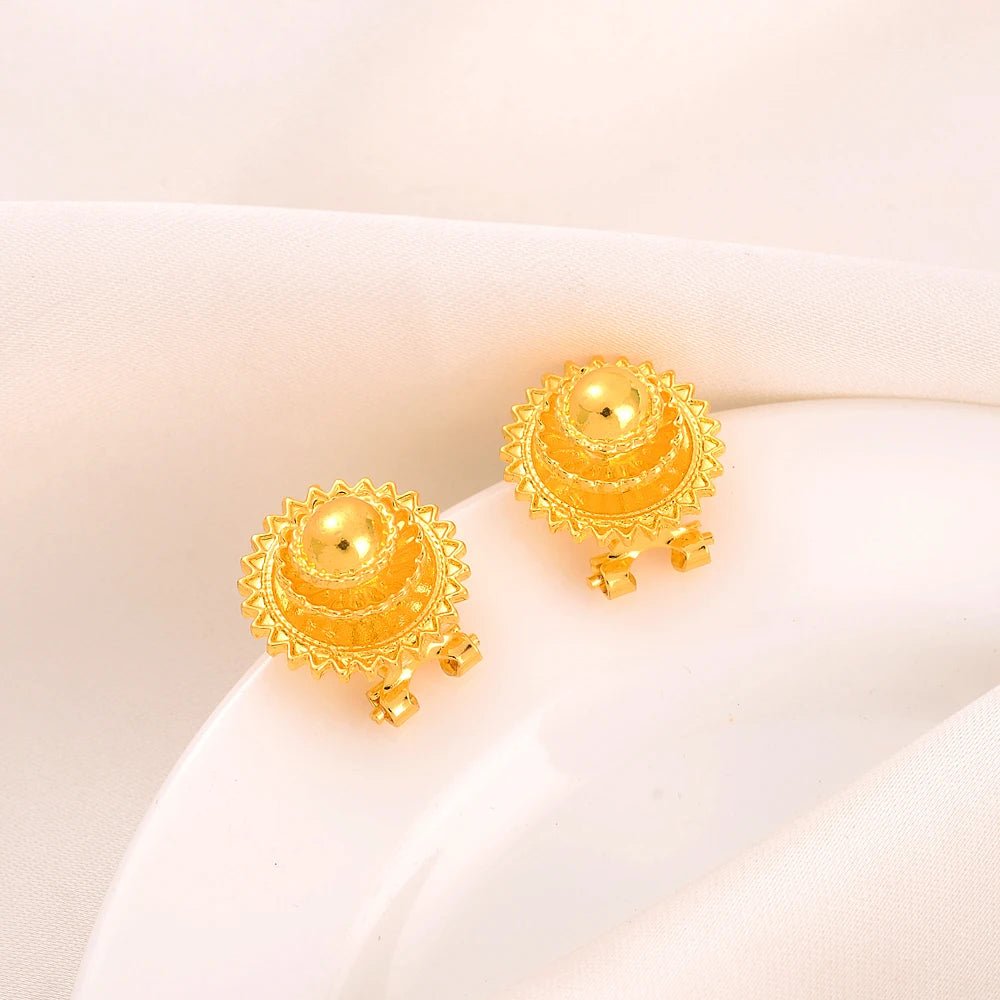 Gold Eritrean Ethiopian Jewelry Set – Necklace, Ring & Earrings - EthGebya