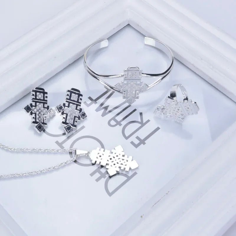 Gold Silver Plated 4 - Piece Jewelry Set | Traditional Wedding Gift - EthGebya