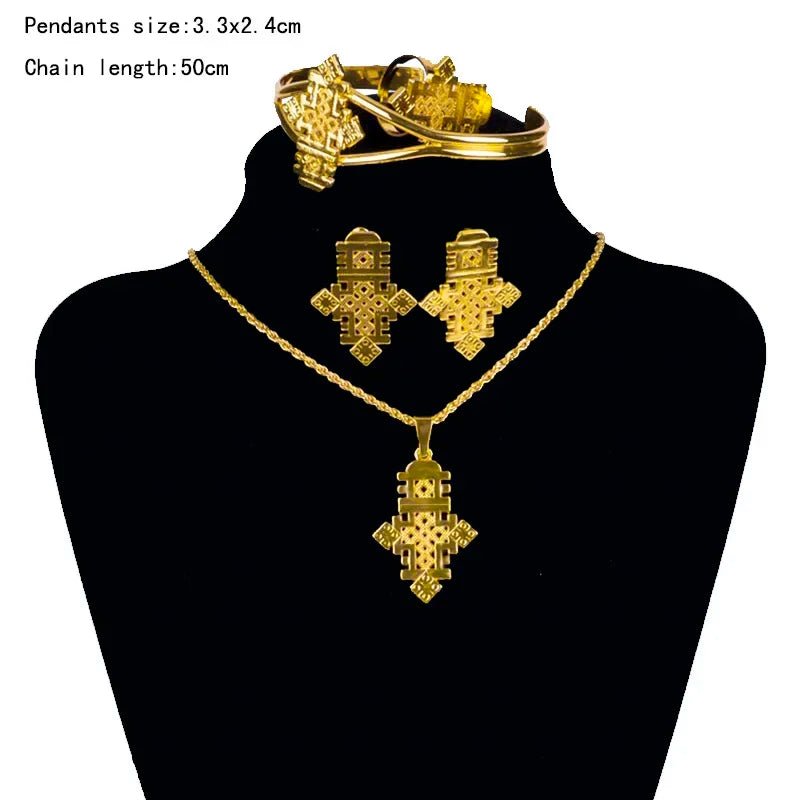 Gold Silver Plated 4 - Piece Jewelry Set | Traditional Wedding Gift - EthGebya