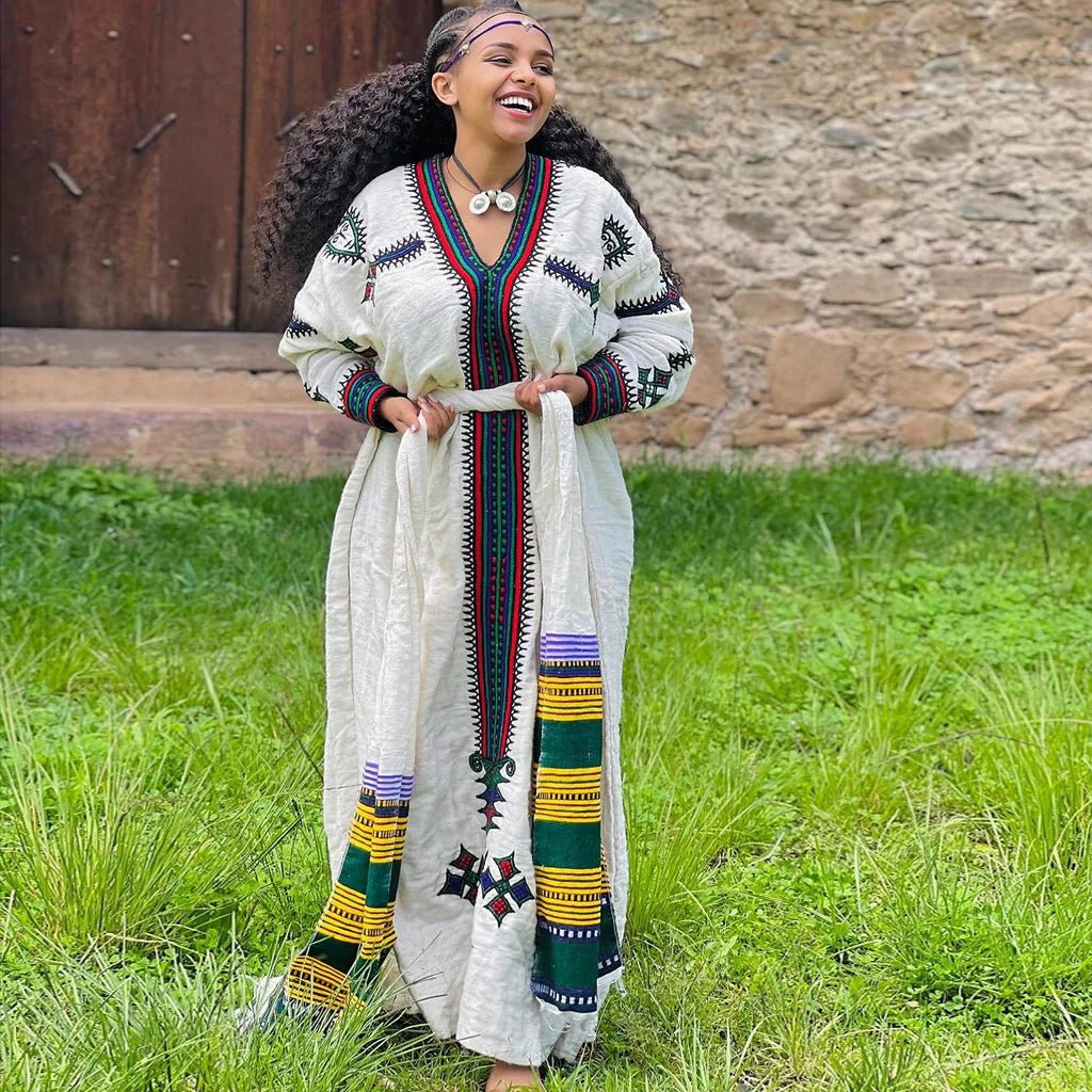 Gonder Ethiopian Habesha Dress | Handwoven Traditional Dress - EthGebya