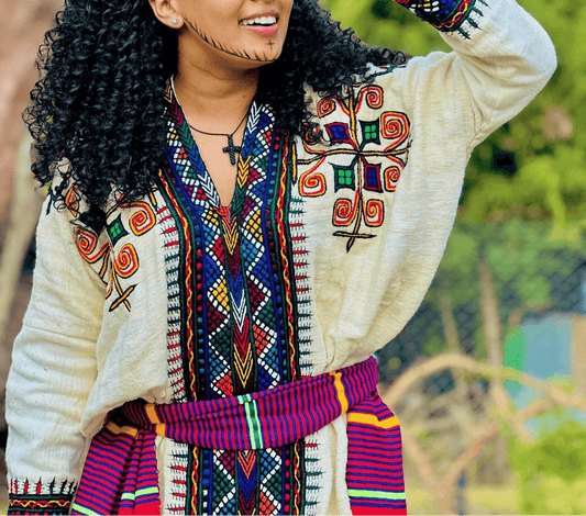 Modern Gondar Habesha dress, Traditional Habesha Kemis - የጎንደር ፈትል ቀሚስ - EthGebya