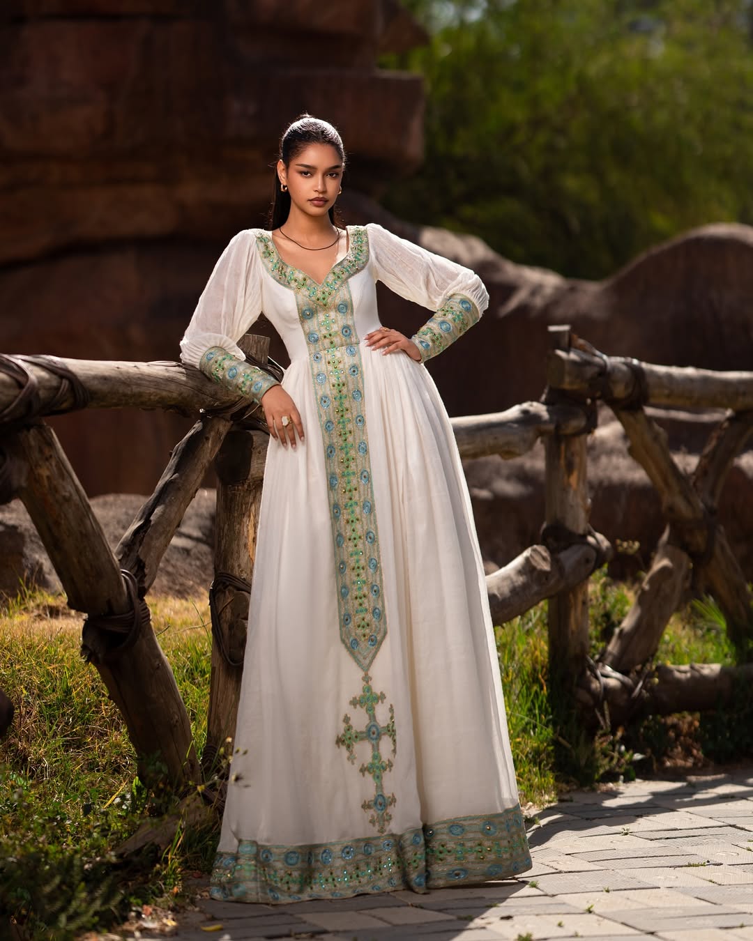 Light Green Zuria Habesha Kemis  Modern Ethiopian Traditional Dress ethgebya gebeya
