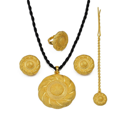 2025 Ethiopian Cross Jewelry Set | Necklace, Earrings, Ring & Forehead - Chain - EthGebya