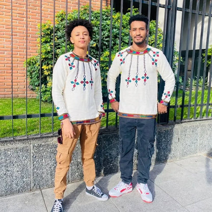 Simple Habesha Men’s Shirt | New Modern Ethiopian Traditional Wear