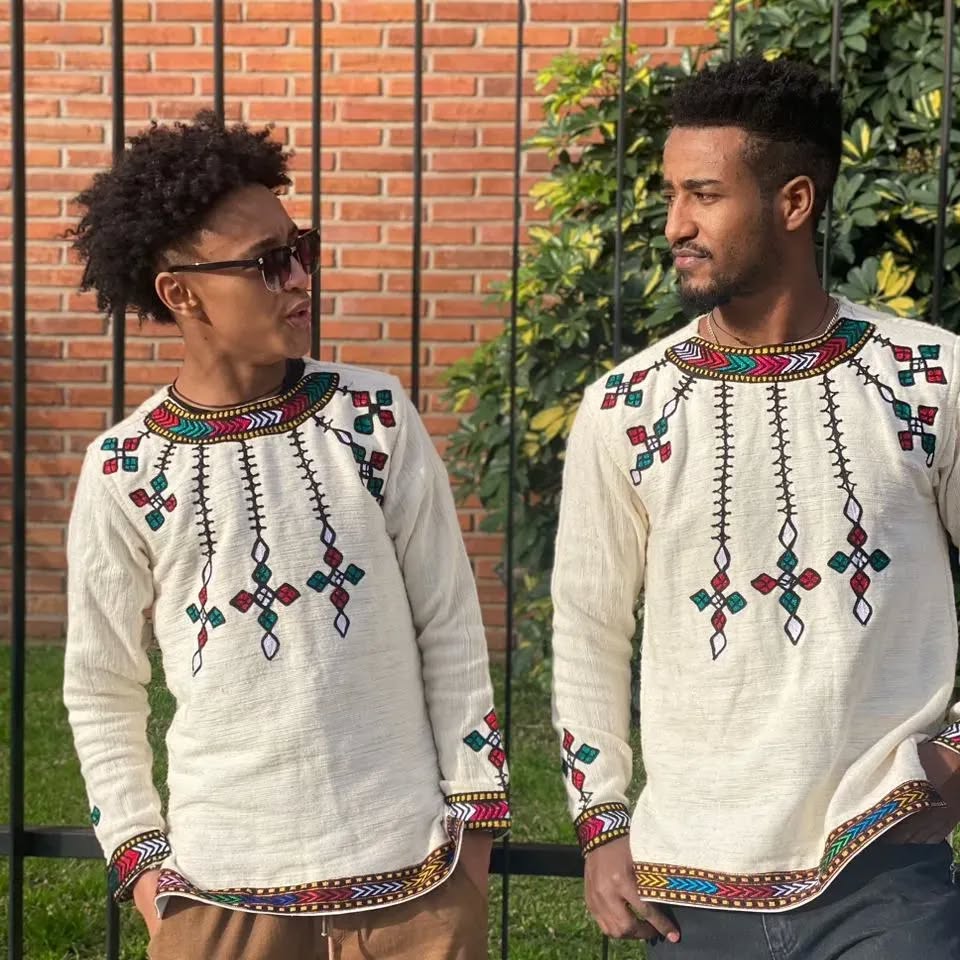 Simple Habesha Men’s Shirt | New Modern Ethiopian Traditional Wear