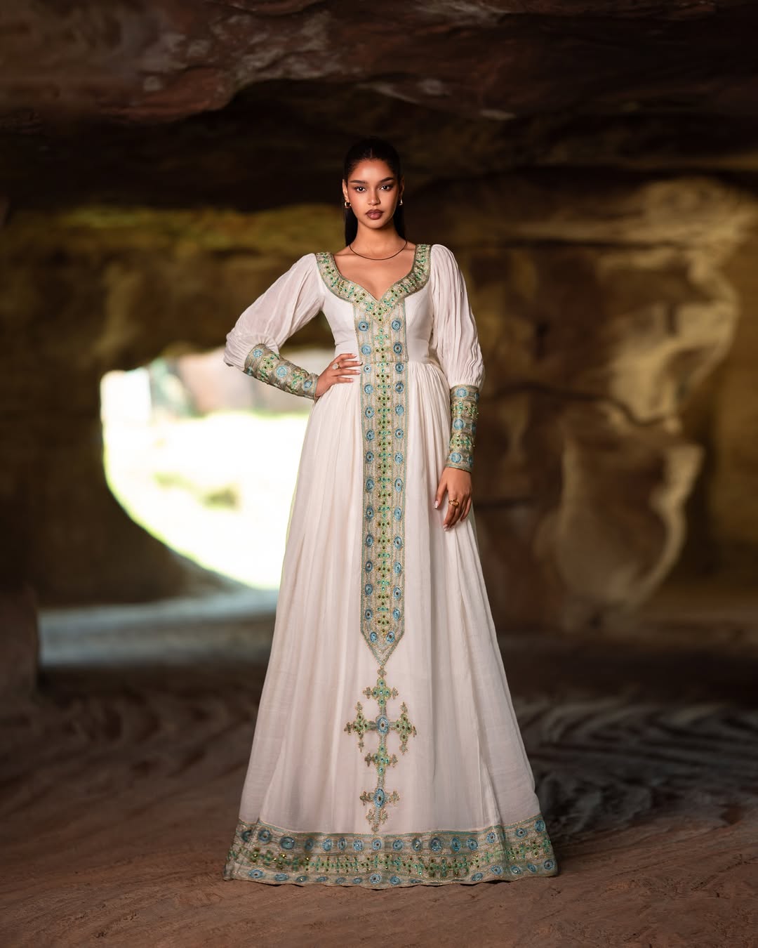 Light Green Zuria Habesha Kemis  Modern Ethiopian Traditional Dress ethgebya gebeya