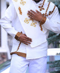 Luxury Gold Habesha Men’s Shirt | Modern Ethiopian Traditional Wear