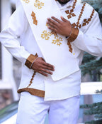 Luxury Gold Habesha Men’s Shirt | Modern Ethiopian Traditional Wear