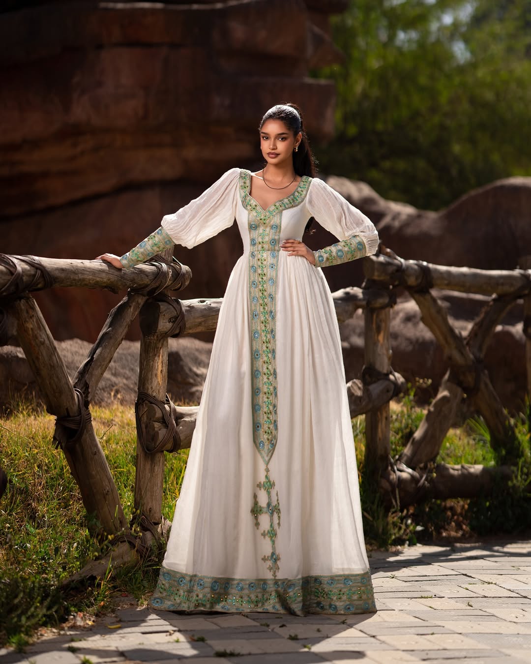 Light Green Zuria Habesha Kemis  Modern Ethiopian Traditional Dress ethgebya gebeya