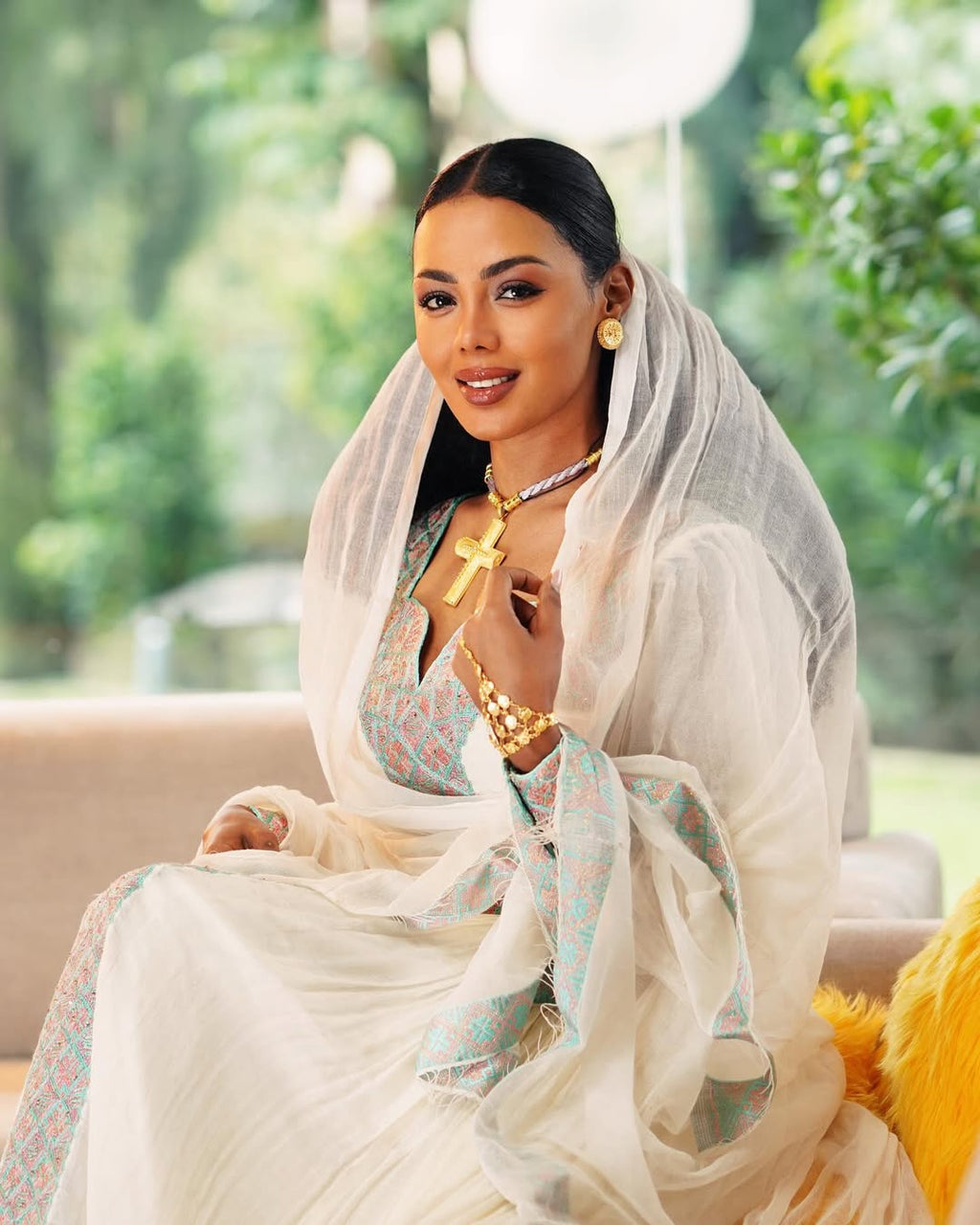 Light Green Zuria Habesha Kemis | New Handcrafted Ethiopian Dress