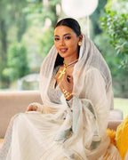 Light Green Zuria Habesha Kemis | New Handcrafted Ethiopian Dress