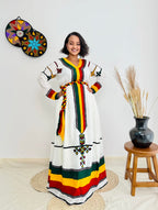 Ethiopian Flag-Inspired Habesha Dress | New Modern Cultural Kemis