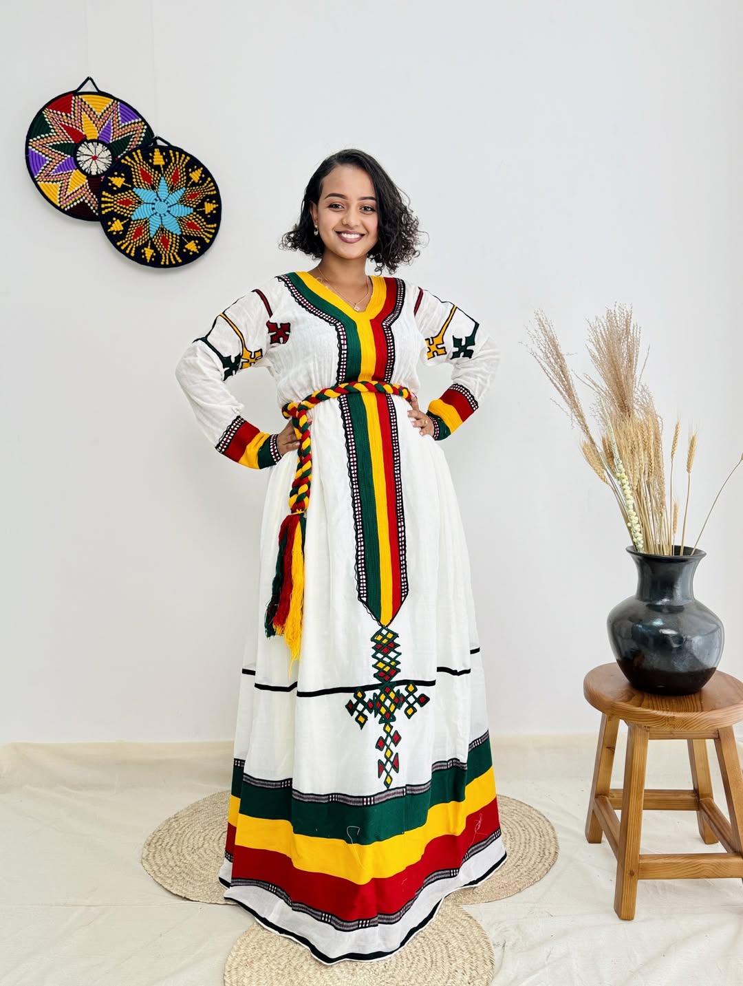Ethiopian Flag-Inspired Habesha Dress | New Modern Cultural Kemis