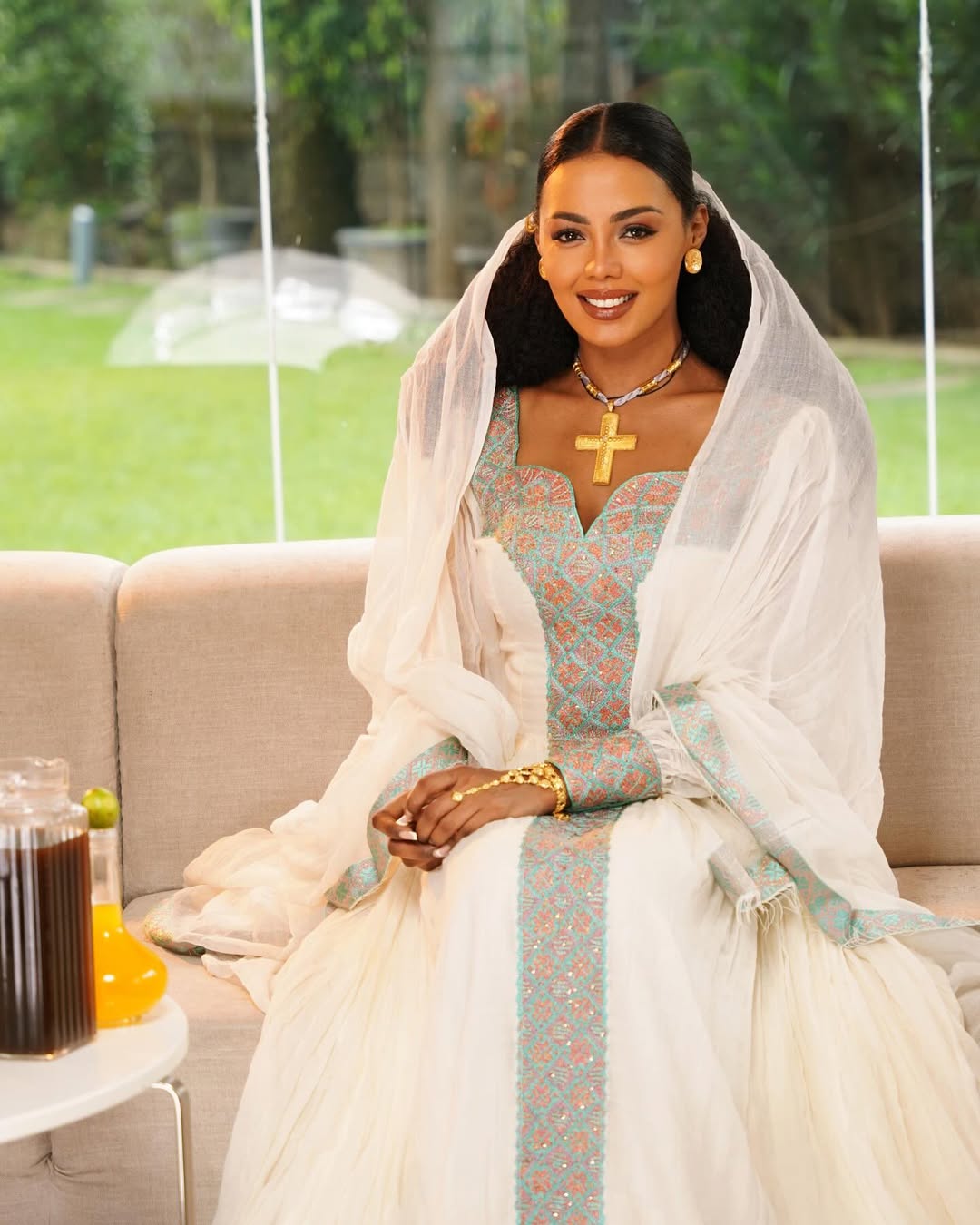 Light Green Zuria Habesha Kemis | New Handcrafted Ethiopian Dress