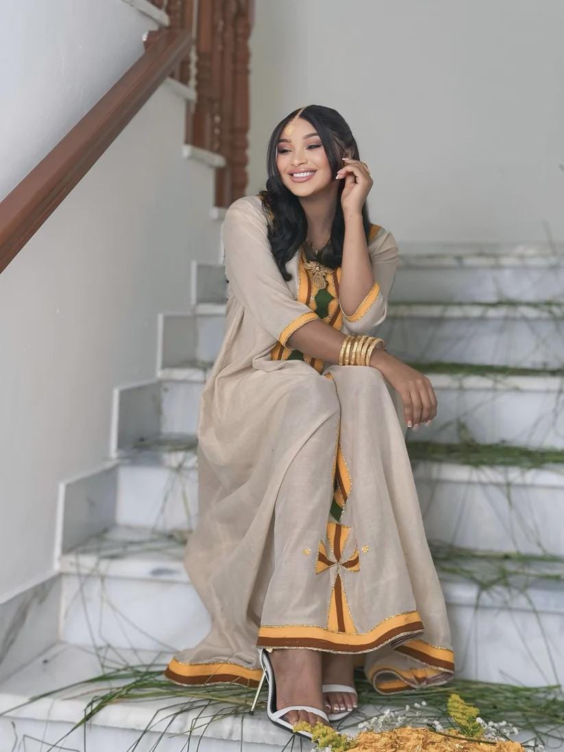 Habesha Kemis Dress for Women: Relaxed Ethiopian & Eritrean Cultural Attire, Handwoven Everyday Traditional Wear
