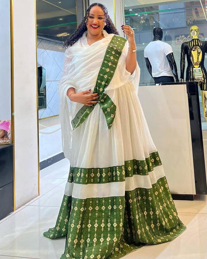 Habesha Kemis Dress: Handmade  Ethiopian Wedding Attire, Custom Habesha Fit, Tibeb Kemis, Habesha Traditional Wear, Cultural Eritrean Design