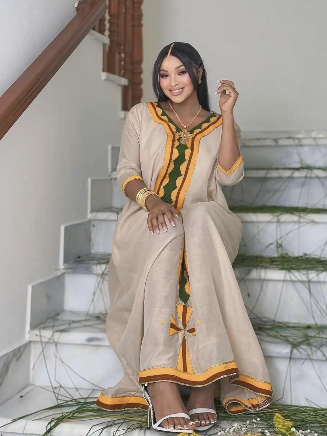 Habesha Kemis Dress for Women: Relaxed Ethiopian & Eritrean Cultural Attire, Handwoven Everyday Traditional Wear