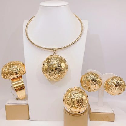 High-Quality Gold Plated Ethiopian Jewelry Set | 4-Piece Wedding Gift