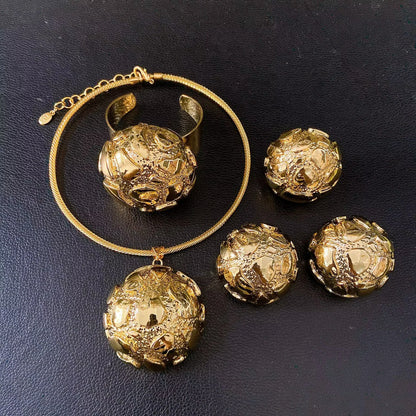 High-Quality Gold Plated Ethiopian Jewelry Set | 4-Piece Wedding Gift