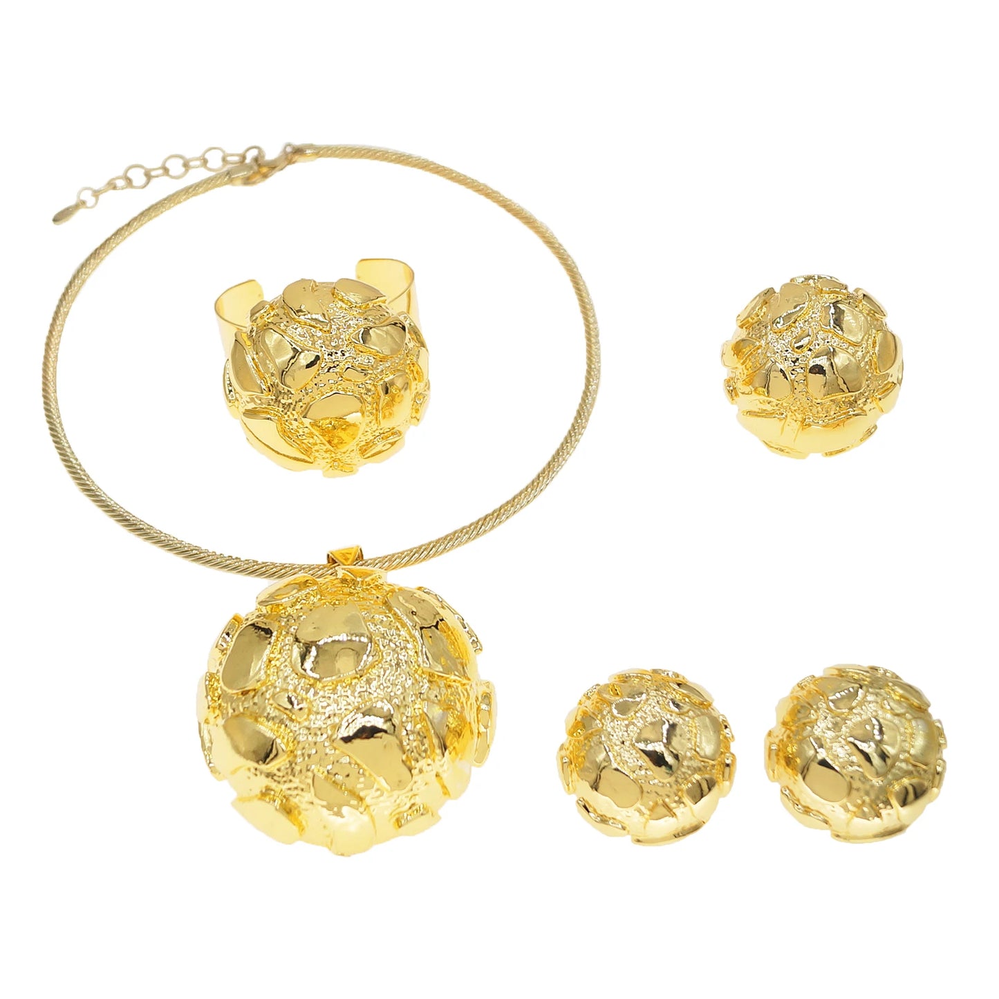 High-Quality Gold Plated Ethiopian Jewelry Set | 4-Piece Wedding Gift