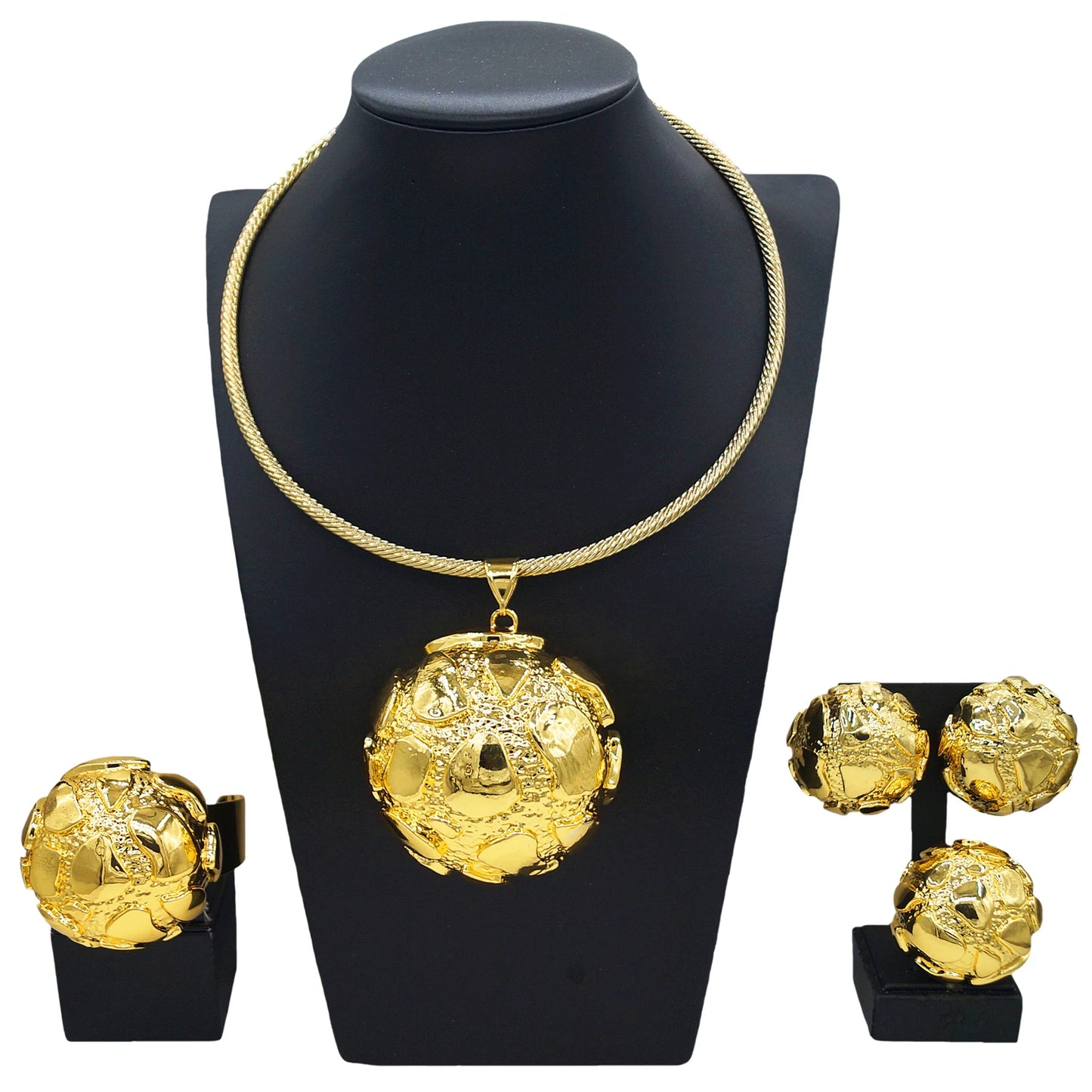 High-Quality Gold Plated Ethiopian Jewelry Set | 4-Piece Wedding Gift