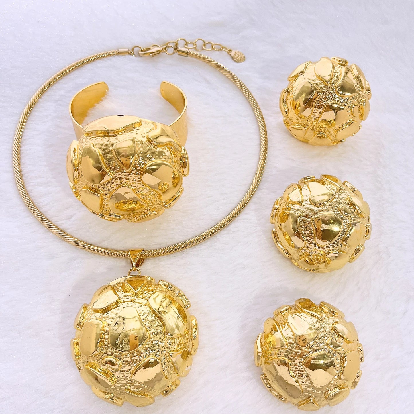 High-Quality Gold Plated Ethiopian Jewelry Set | 4-Piece Wedding Gift