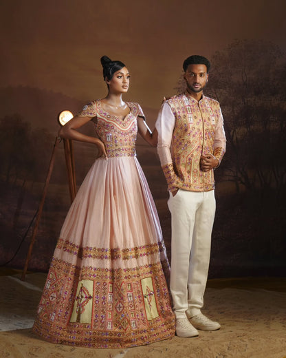 Royal Ethiopian Couple Set | New Golden Embroidered Habesha Attire