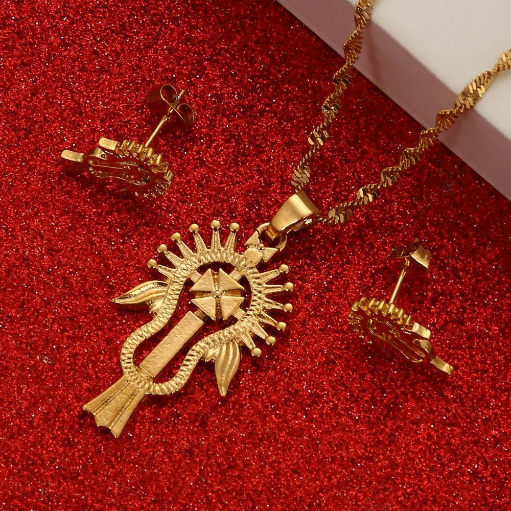 Ethiopian & Eritrean Gold Jewelry Set | Habesha Wedding Gift for Women