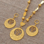 Flower Cross Ethiopian Jewelry Set | Beads Pendant Necklace & Earrings