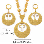 Flower Cross Ethiopian Jewelry Set | Beads Pendant Necklace & Earrings