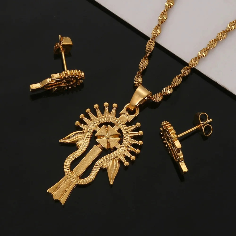 Ethiopian & Eritrean Gold Jewelry Set | Habesha Wedding Gift for Women