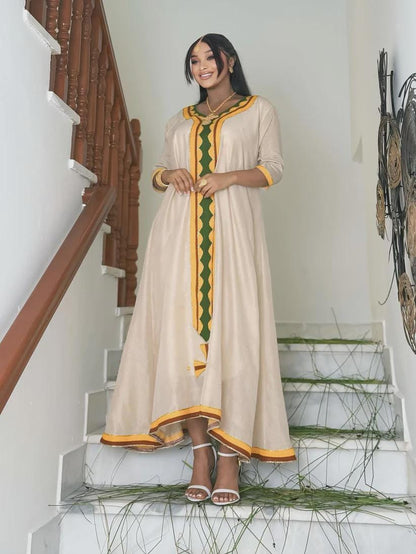 Habesha Kemis Dress for Women: Relaxed Ethiopian & Eritrean Cultural Attire, Handwoven Everyday Traditional Wear