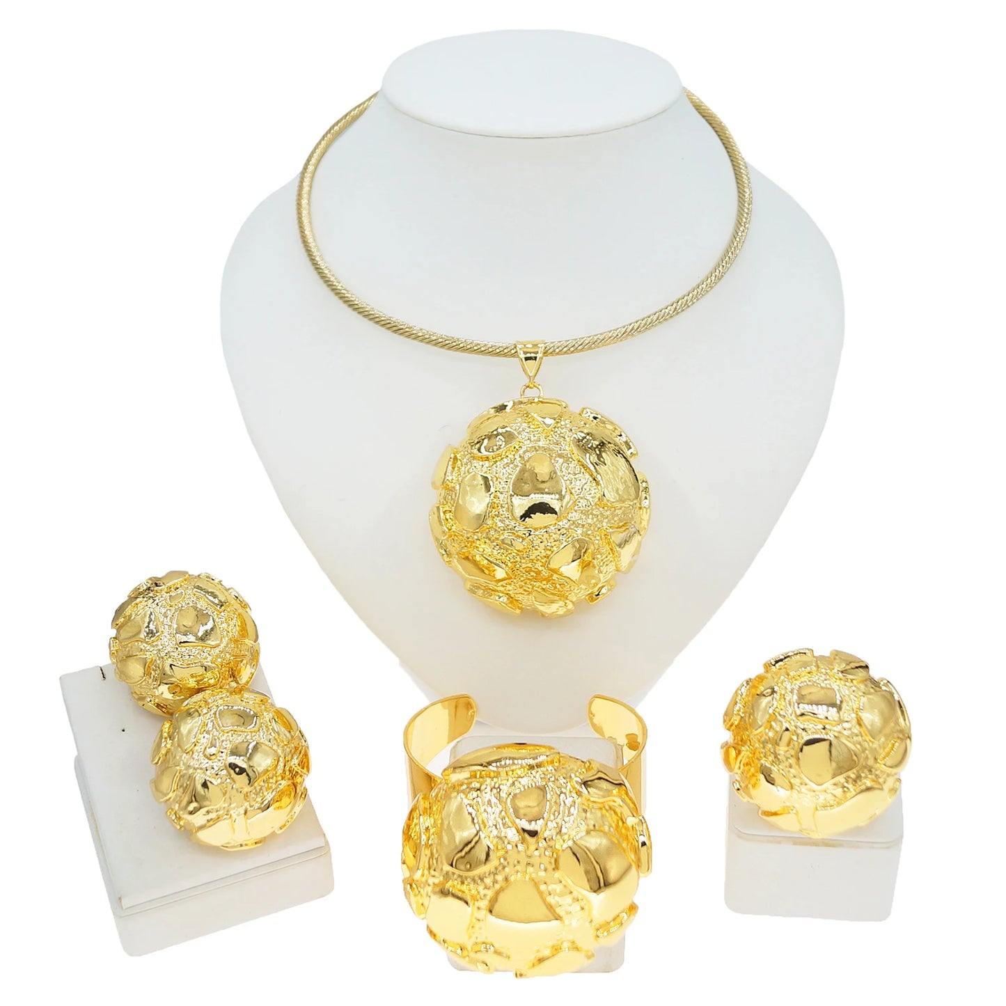 High-Quality Gold Plated Ethiopian Jewelry Set | 4-Piece Wedding Gift