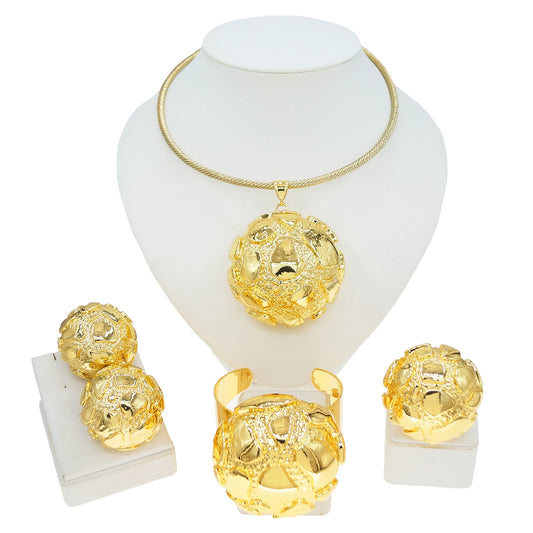 High-Quality Gold Plated Ethiopian Jewelry Set | 4-Piece Wedding Gift
