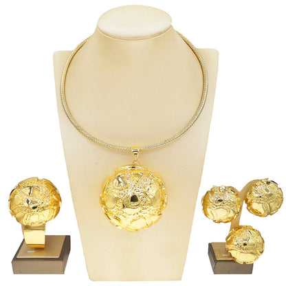 High-Quality Gold Plated Ethiopian Jewelry Set | 4-Piece Wedding Gift