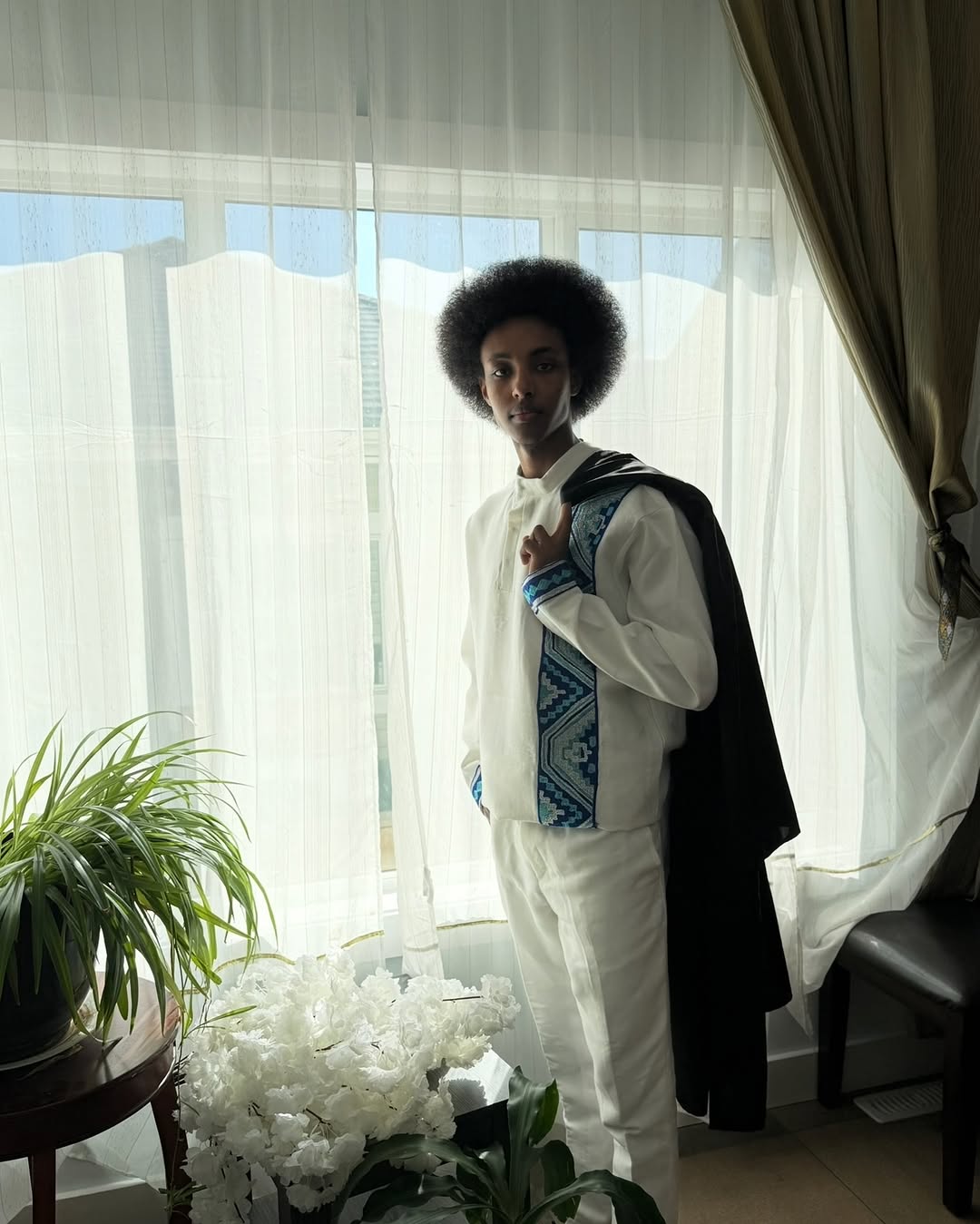 Blue Habesha Men’s Shirt | Modern Ethiopian Traditional Wear