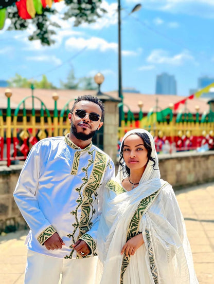 Luxury Ethiopian Habesha Couple Outfit | New Modern Matching Set