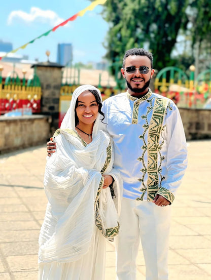 Luxury Ethiopian Habesha Couple Outfit | New Modern Matching Set