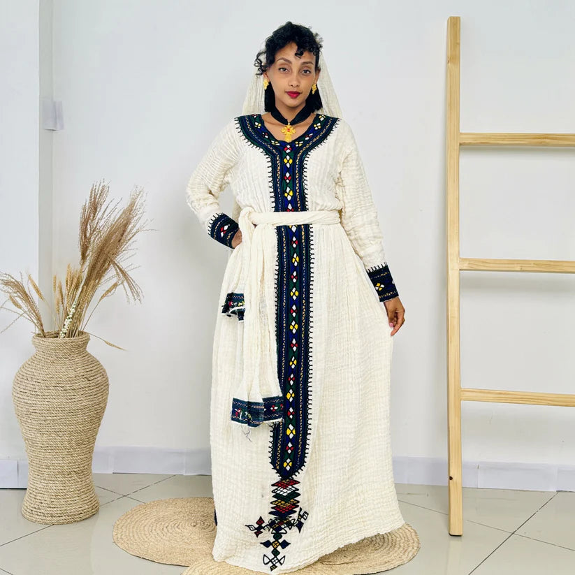 Stylish Pattern Habesha Dress | Modern Ethiopian Traditional Kemis