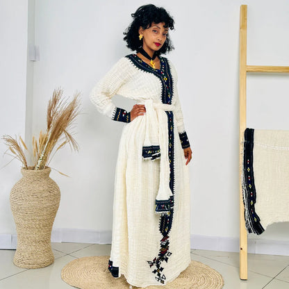 Stylish Pattern Habesha Dress | Modern Ethiopian Traditional Kemis
