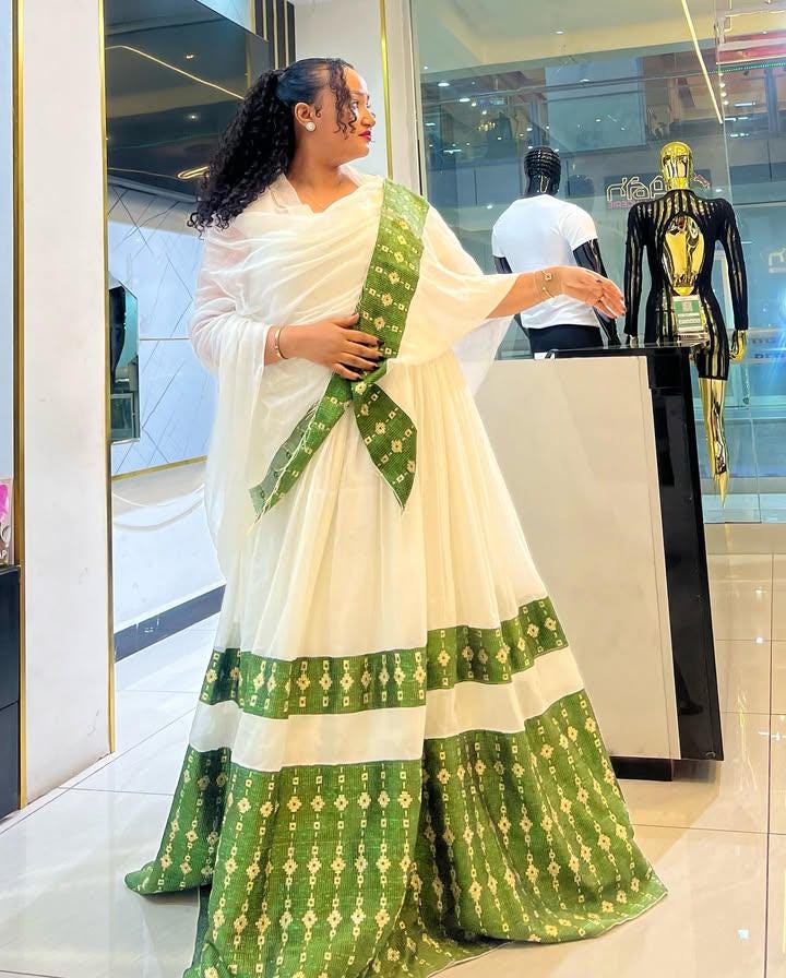Habesha Kemis Dress: Handmade  Ethiopian Wedding Attire, Custom Habesha Fit, Tibeb Kemis, Habesha Traditional Wear, Cultural Eritrean Design