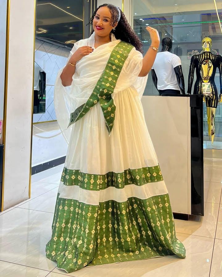 Habesha Kemis Dress: Handmade  Ethiopian Wedding Attire, Custom Habesha Fit, Tibeb Kemis, Habesha Traditional Wear, Cultural Eritrean Design