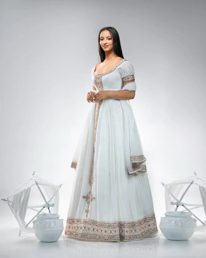 Darker Pink Zuria Kemis | Elegant Tilf Embroidered Ethiopian Dress