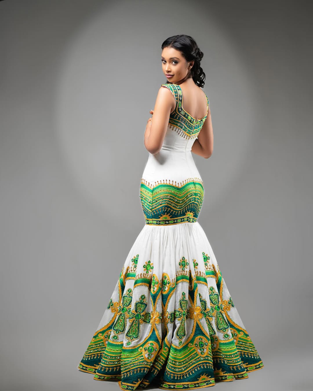 Green & Gold Habesha Couple Outfit New Matching Ethiopian Attire ethgebya gebeya