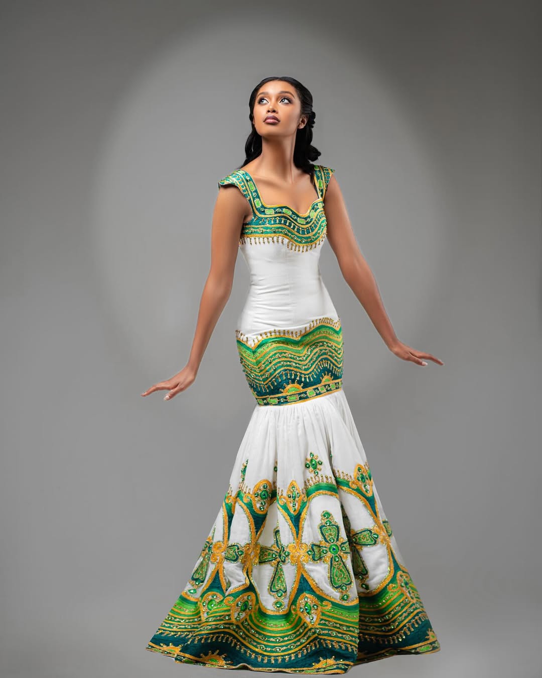 Green & Gold Habesha Couple Outfit New Matching Ethiopian Attire ethgebya gebeya