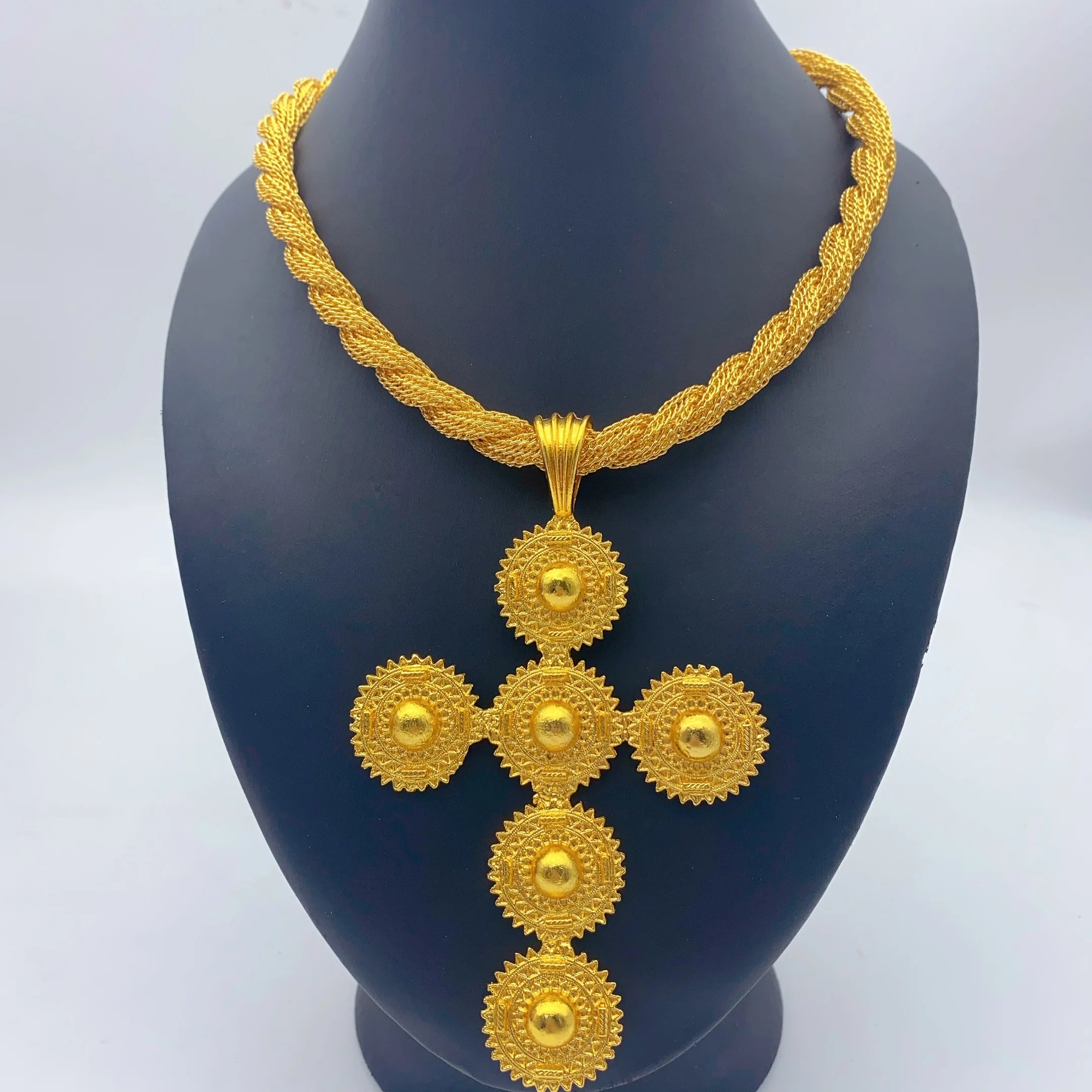 Eritrea Flower Cross Pendant Necklace | Gold Color Jewelry