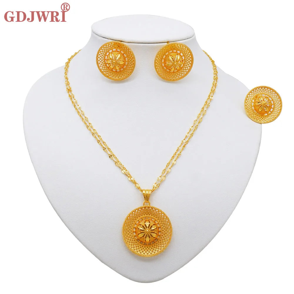 Ethiopian Jewelry Set for Women | Necklace Earrings Ring Bridal Gift