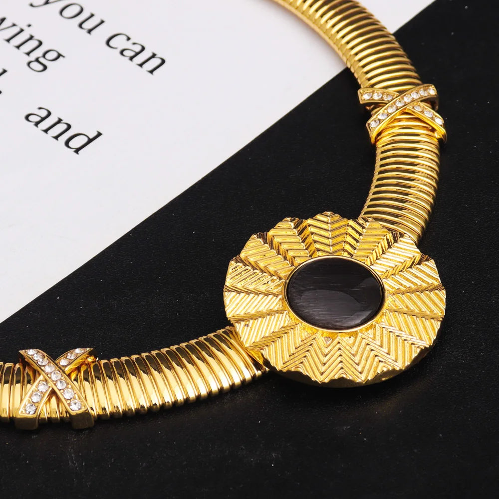 High-Quality Gold Ethiopian Jewelry Set for Girls | Earrings & Necklace